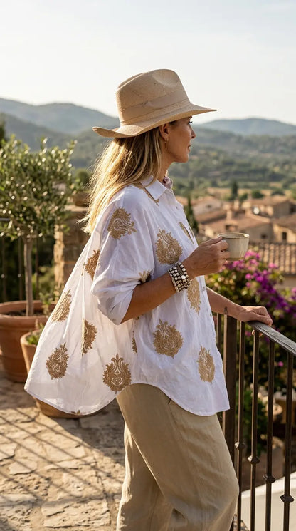 Marie Bluse mit Goldmuster